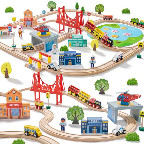 Tiny Land Set de Tren de Madera (110 piezas)