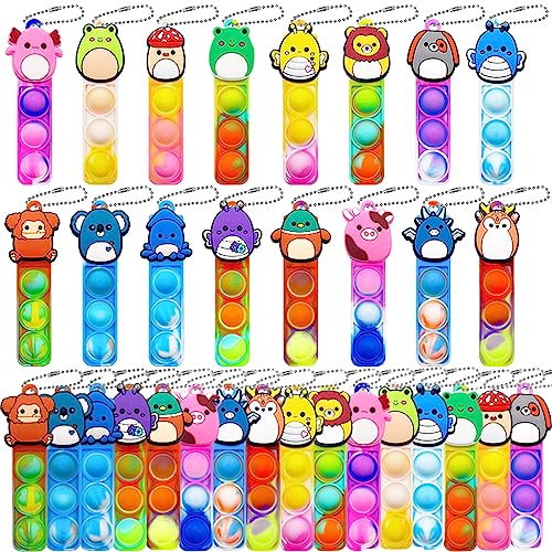 Yeefunjoy 32 mini Pop It llaveros de silicona portátiles para niños