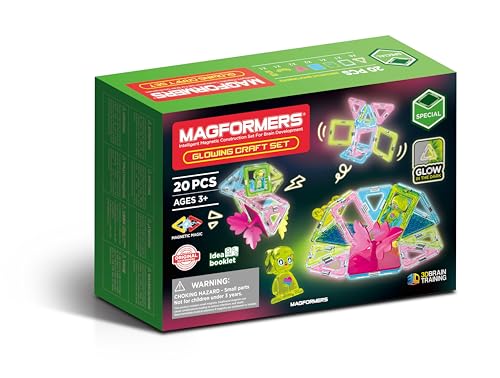 MAGFORMERS - Glowing Craft Set 279-25 Bloques de construcción magnéticos, 20 Piezas, Juguete de construcción, Multicolor