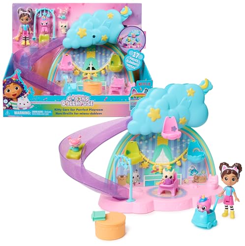 La Casa de Muñecas de Gabby - Pack 17 Piezas Gabby's Dollhouse Kitty Care Ear Cuidado de Gatitos: 4 Figuras + Muebles + Accesorios - Juguetes Niñas 3 años + - Regalo Niña 3 años +
