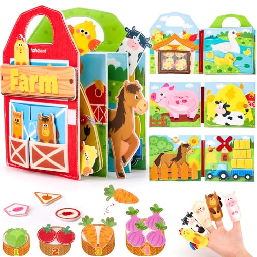 hahaland busy book de fieltro Montessori para niños de 1 a 3 años con actividades de motricidad fina