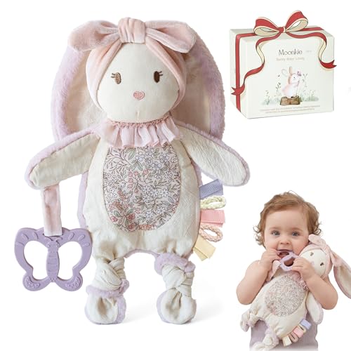 Moonkie Doudou Conejito con sonajero (manta de apego, 0-6m)