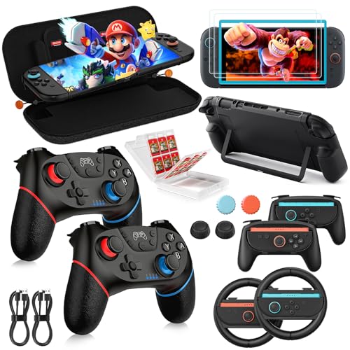 Kit de accesorios Retear 17 en 1 para Nintendo Switch 2 con 2 mandos Pro, funda y protectores